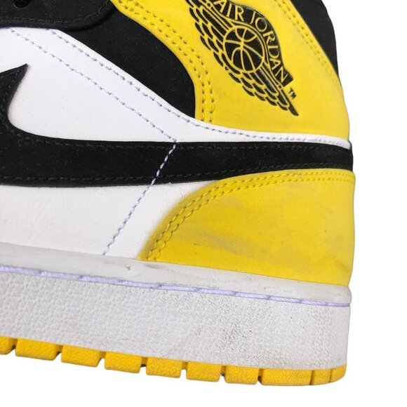 2019 Nike Air Jordan 1 Mid Yellow Toe Black Size 11 - Picture 5 of 14